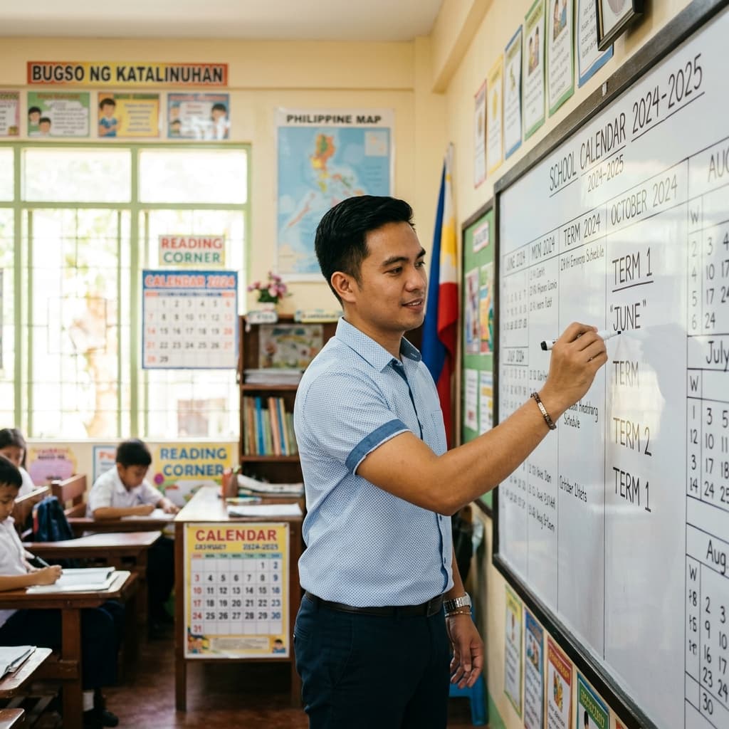 Filipino teacher planning with the 3-term calendar